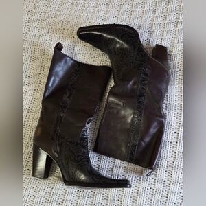 ANTONIO MELANI Brown Leather Western Boots Size 6.5